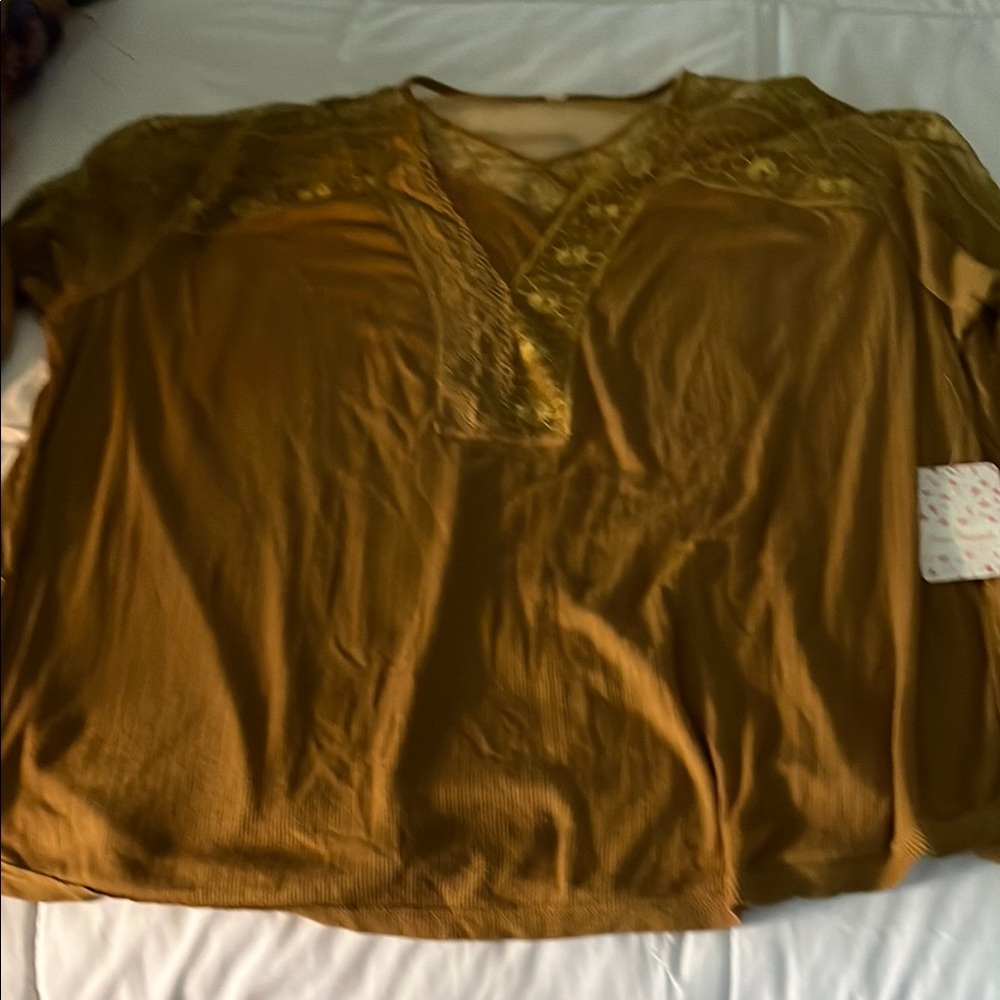 Women's Brown Lace Detail Top